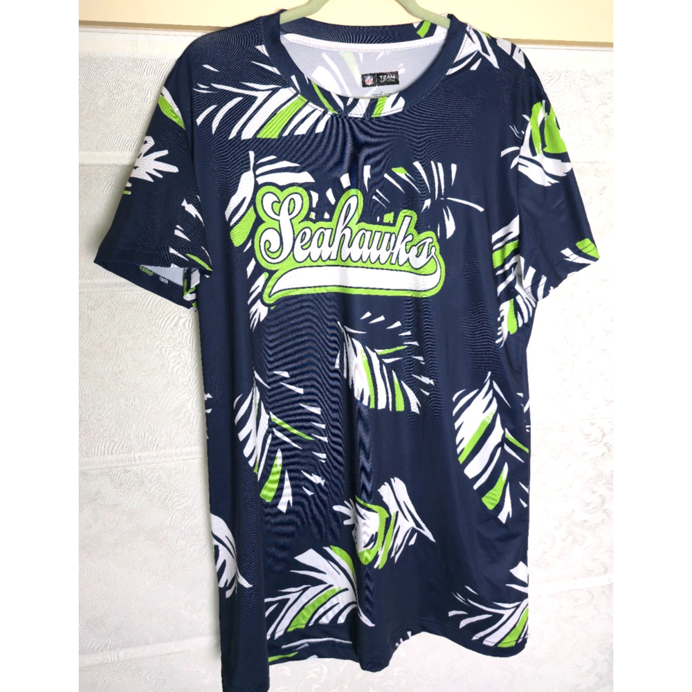 Zubaz Seattle Seahawks Tropical Hawaiian Shirt Adult 3X NFL Team Apparel NWOT